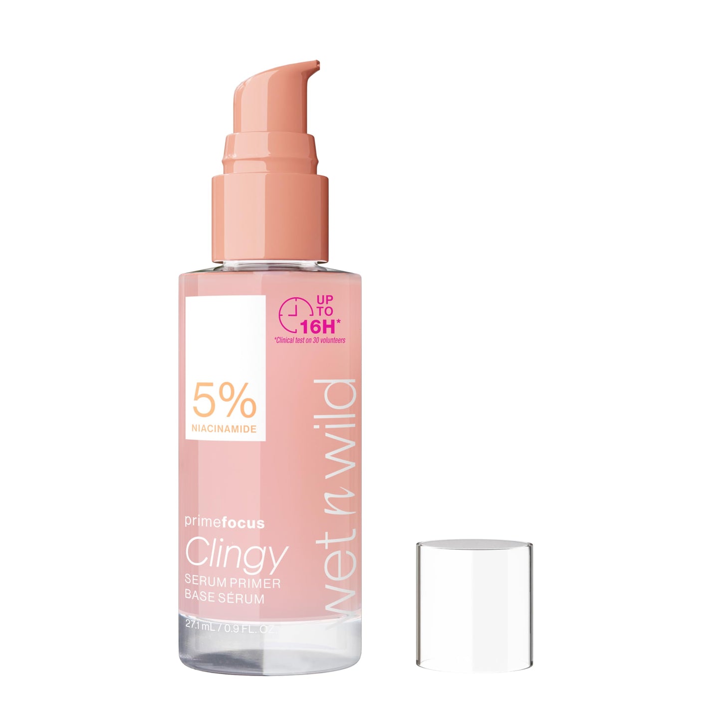 wet n wild Prime Focus Clingy Serum Primer, Hydrating & Brightening with 5% Niacinamide & 8% Glycerin, Long-Lasting 16-Hour Wear