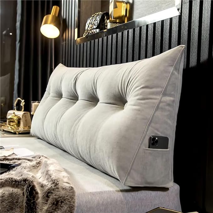 Triangular Headboard Pillow Wedge Pillow for Headboard Gap Headboard Pillow Twin Daybed Pillows Backrest Pillow with Side Pockets