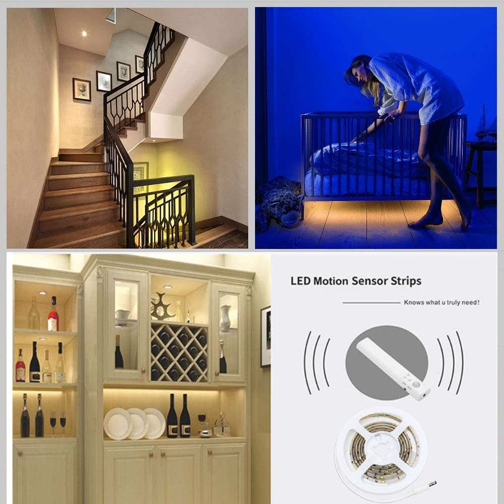 Kucam Led Motion Sensor Wardrobe Light, 1M Battery, White, Model Kcms-V01, Pir Auto On/Off For Closet, Kitchen, Bathroom