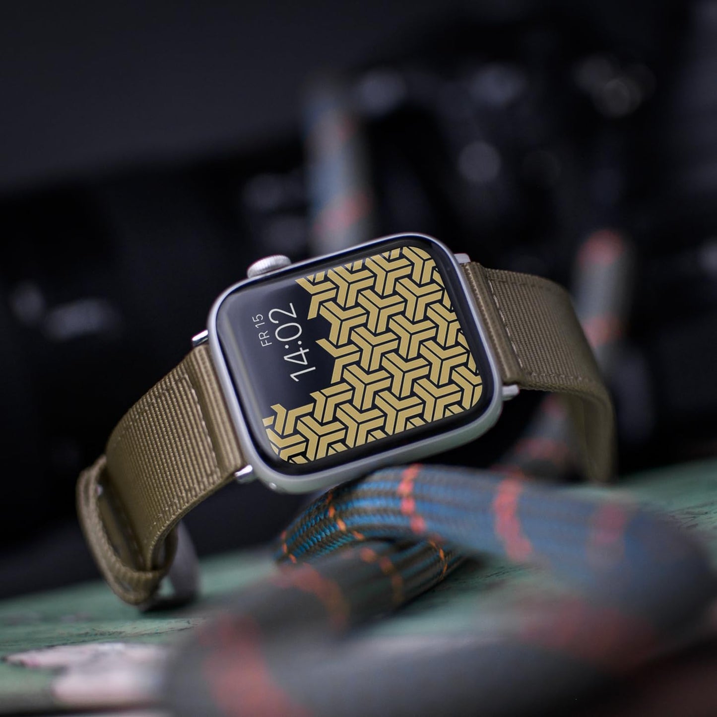 Archer Watch Straps - Premium Nylon Straps For Apple Watch (Khaki, Stainless, 44/45/46/49Mm)