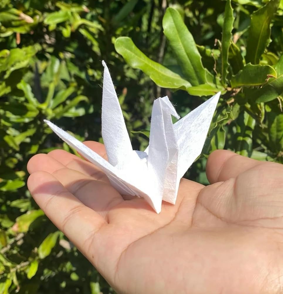 8 x 8 Inches White Color Natural Fiber Mulberry Tree Mulberry Paper Sheets 50 Sheets Square Origami Paper Arts Folding Craft, Square Folding Paper for DIY Crafts (White, 8"x8")