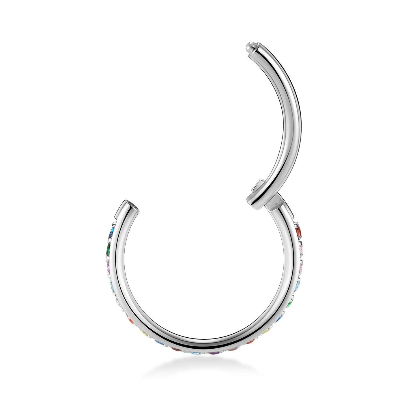 FUNLMO 16G Cartilage Earring Hoop 6mm Helix Nose Tragus Rook Piercing Jewelry Nose Ring Hoop CZ Septum Jewelry Septum Clicker Se