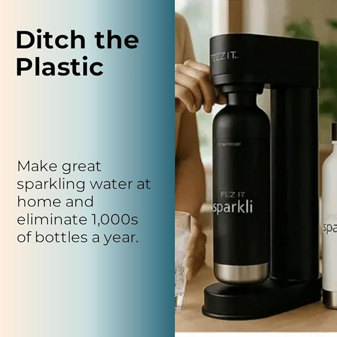 White Stainless Steel Sparkling Water Maker Soda Maker Includes 1 x CO2 Cylinder & 1L White Stainless Steel Bottle