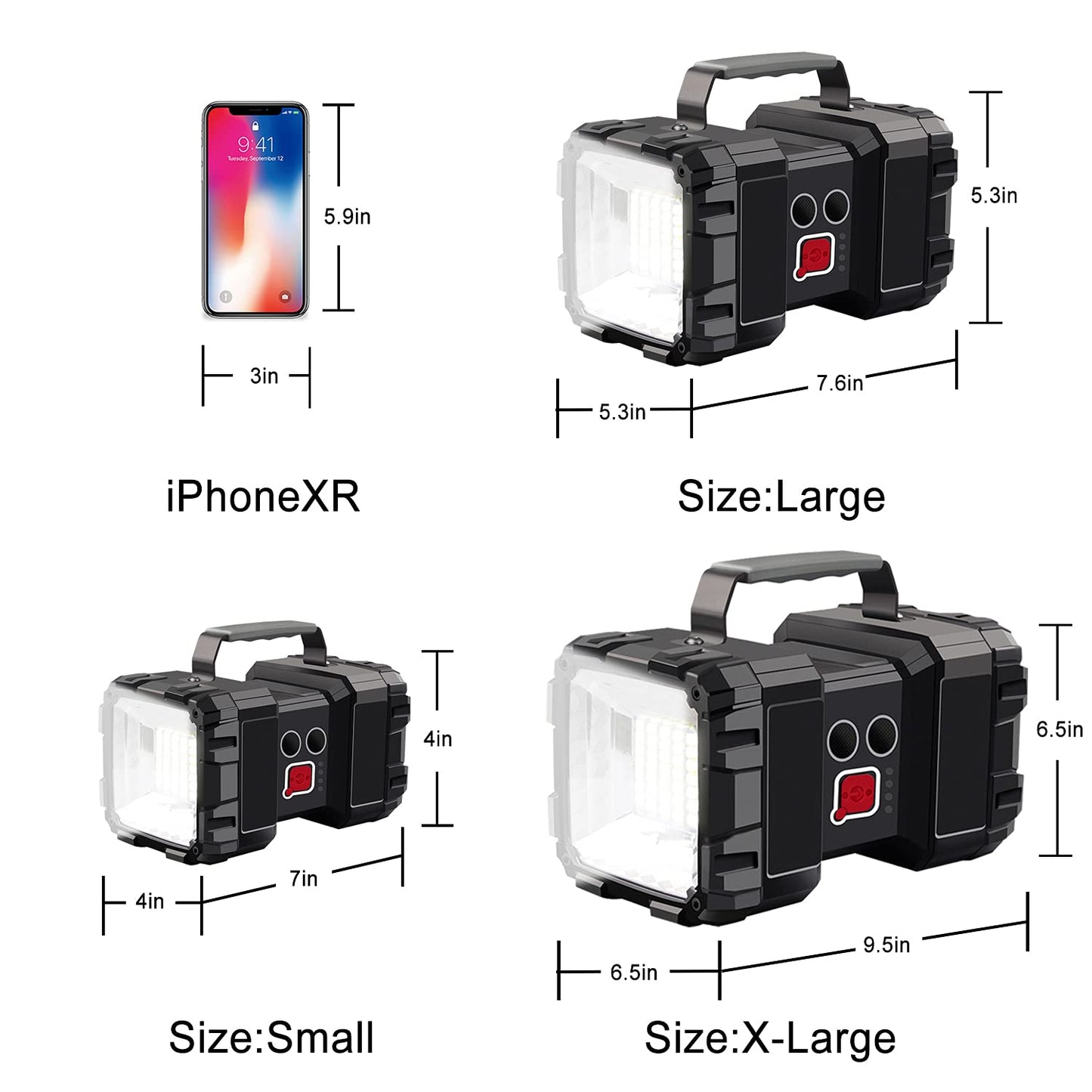 AlpsWolf Rechargeable LED Spotlight Flashlight 4000LM, 20000 Capacity, Waterproof, USB Output, X-Large, Black, Model W846