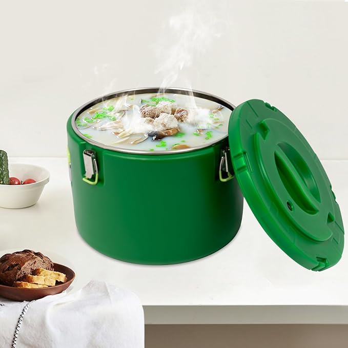 Eapmic 31.7Qt Insulated Food Container, Stainless Steel Container, 30L Commercial Soup Carrier 24 Hours Heat Preservation for Hot and Cold Food Storage Restaurant Canteen Home Lunch Use (Green, 30L)