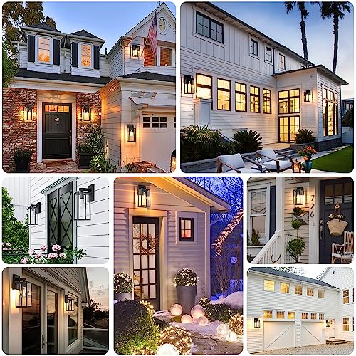 MAXvolador Outdoor Wall Sconce, Exterior Waterproof Wall Lantern Light Fixtures, Black Porch Lights with Toughened Glass S...
