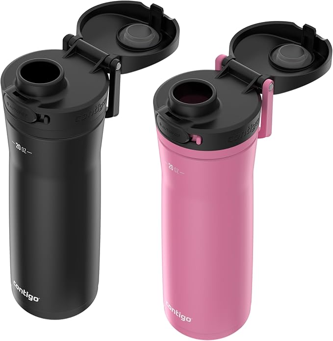 Contigo Jackson Water Bottle, 20 oz, 2-Pack, Pansy; Licorice