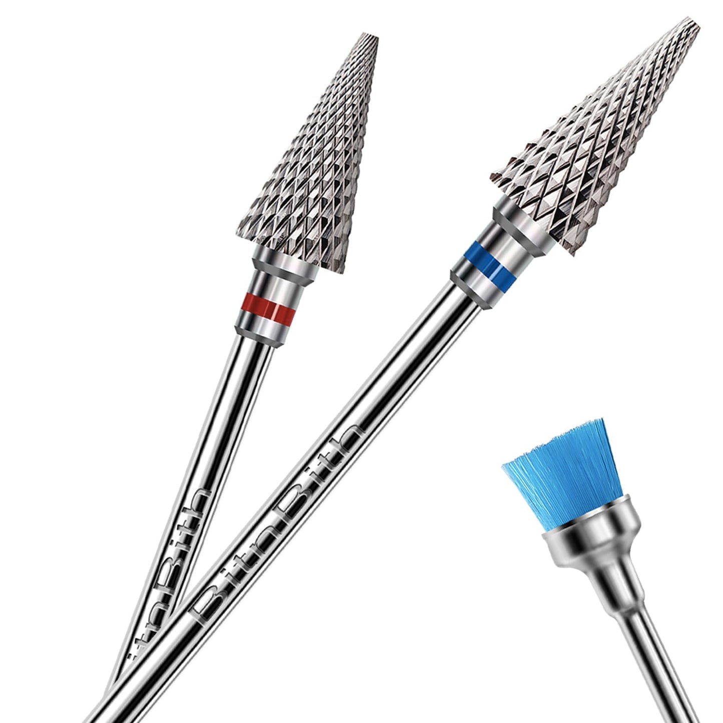BITNBITH 3pcs Nail Drill Bits Safety 3/32   Professional Acrylic Nail Carbide Tapered Nib Bit for Cuticle Dead Skin Remover,Mult