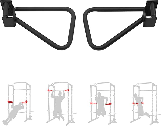 Dual Grip Dip Bars Attachment for 2x2 Power Rack & Squat Rack, Heavy Duty Pair for Pull Ups, Push Ups, Triceps & Chest Wor...