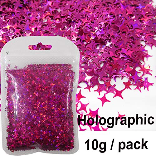 LoveOurHome 60g Holographic Star Chunky Glitter Flakes Sparkles Iridescent Stars Shapes Nail Sequins Epoxy Resin Accessori...