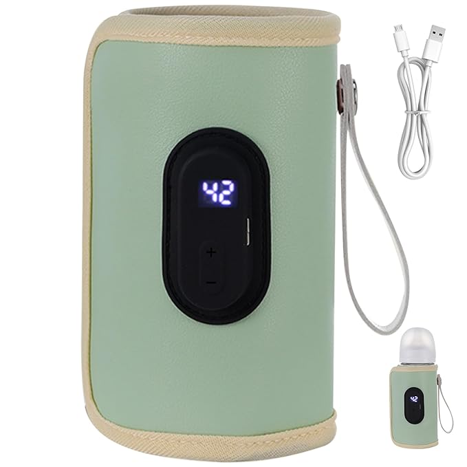 Portable Bottle Warmer 18W Quick Heating Baby Bottle Warmer Temperature Adjustable USB Baby Bottle Heater for Home Family Travel Green, Portable Bottle Warmer