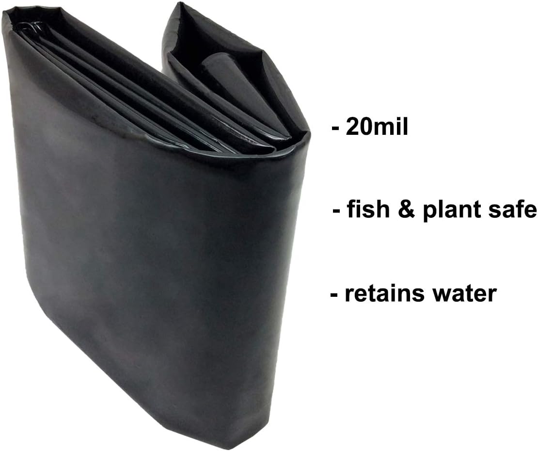 Small Pond Liner, 4 x 7 Feet 20 Mil Pond Liners for Outdoor Ponds, Black Pond HDPE Liner for Waterfall, Fish Ponds, Garden Fountain