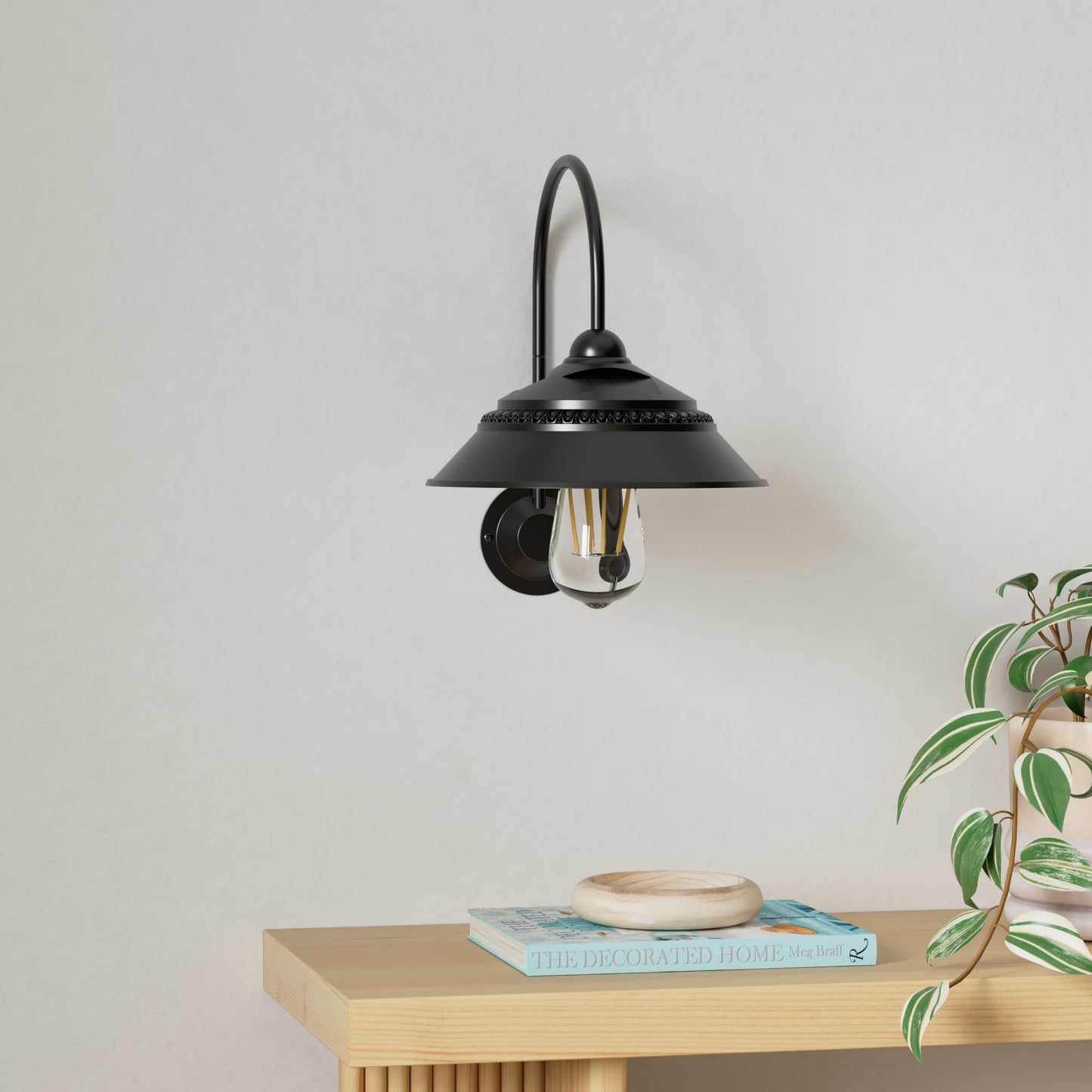 Ufelizor Solar Barn Light - Retro Wall Mount Sconce With 3 Modes, Motion Sensor, Waterproof, Black, Model Uf001