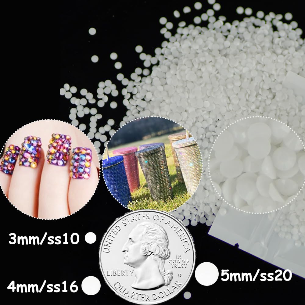 22000 pcs White Resin Rhinestones for Crafts, 5mm 4mm 3mm Bulk Non-Hotfix Pure White Gems Stones Diamonds SS20 SS16 SS10 for DIY