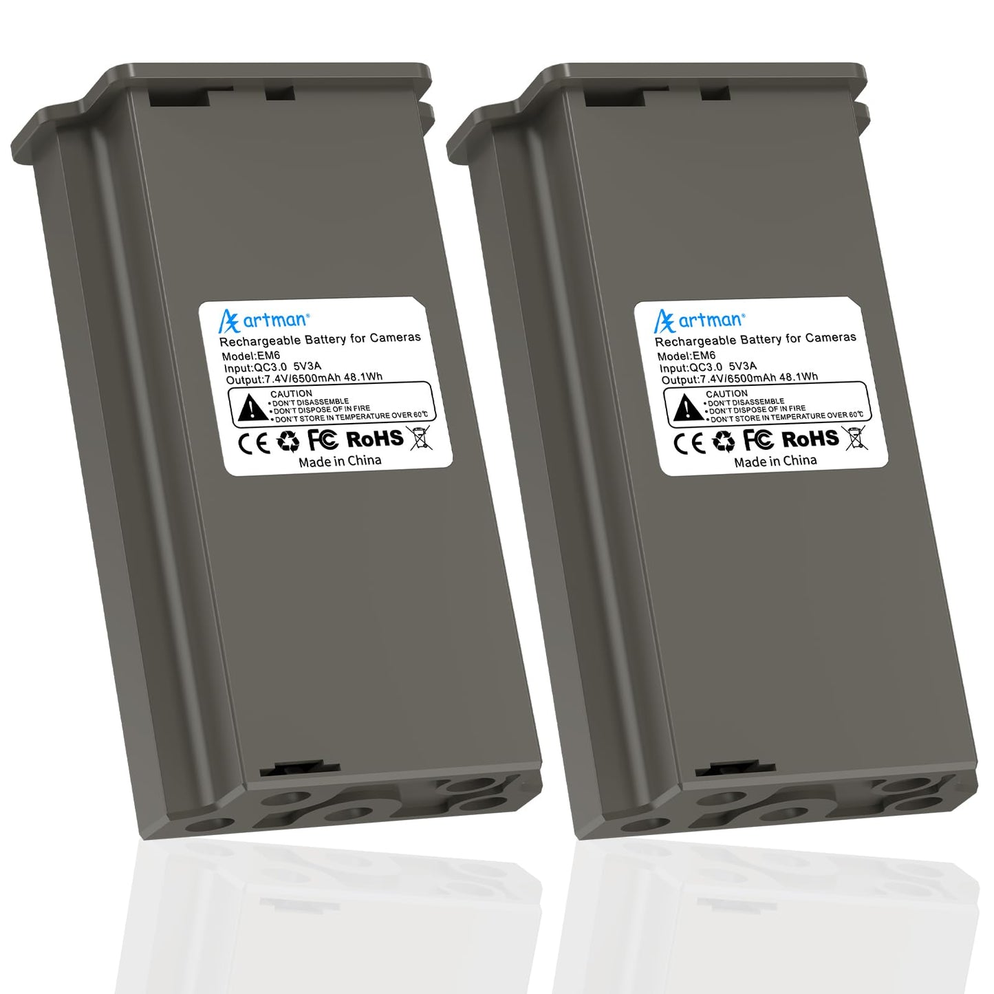 Artman New Reveal Lipo Lithium Battery Pack 6500mAh Upgraded Solar Charge Compatible with Reveal Cellular Trail Camera Ultra, Pro 3.0, X, X Pro, X Gen 2.0, X Gen 3.0, XB, SK (2-Pack)
