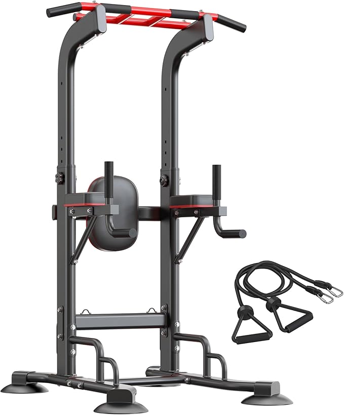 SogesHome Pull Up Bar and Dip Station, Heavy Duty Adjustable Home Gym Equipment for Strength Training, Multifunctional Wor...