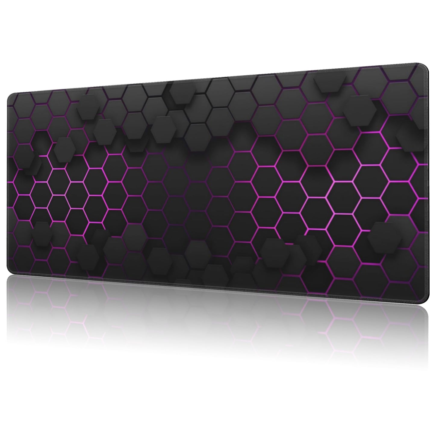 NIYLYNSYN Mouse Pad Large Electric Glow Hexagonal Non-Slip Gaming Desk Mat with Stitched Edge Laptop Keyboard Desk Pad for Work Home Gaming (35.4 x 15.7 Inches)