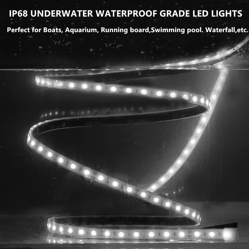 Rolightic Marine Submersible Boat Led Strip Lights  12V 8Ft Ip68 Waterproof Underwater Boat Lights  Boat Interior Light  Boat Deck Light Courtesy Lighting For Fishing Pontoon Kayak Boats  White