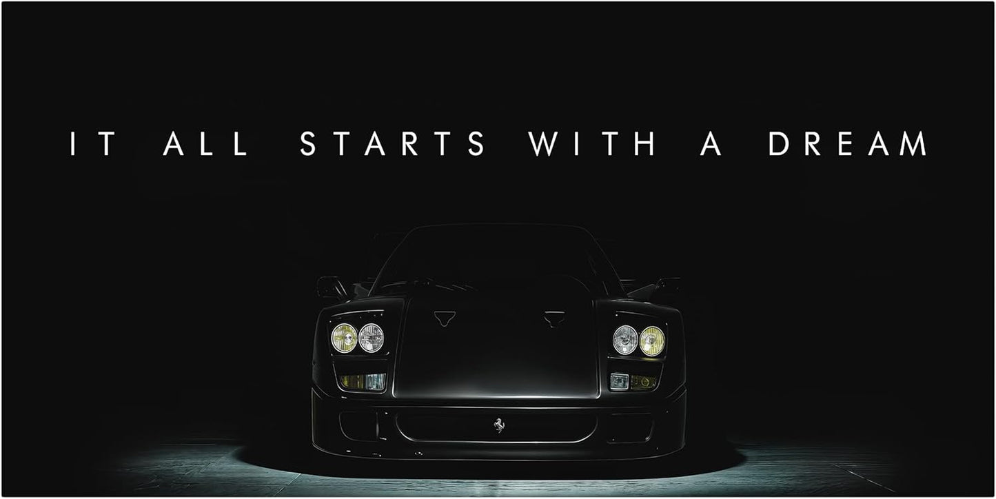Motivational Wall Art for Office, Super Car Art Canvas, Inspirational Automotive Decor for Ferrari F40 Sportscar Lovers, Motivational Wall Decor for Office and Home, Car Poster (20" x 40" in)
