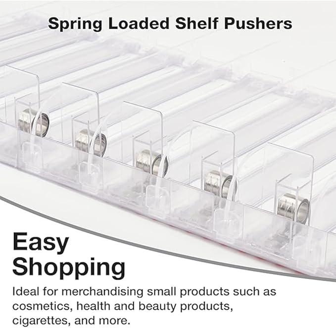 Pack of 3 Shelf Pushers – Spring-Loaded Display Organizer for Convenience Stores – Automatic Case Stand Pushers Rack for Gondola Shelves 15" & Above