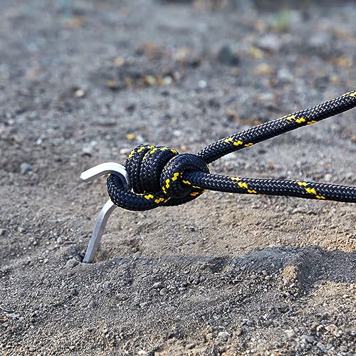 Built Industrial Diamond Braided Rope - 1/2 in x 100 ft, Black & Yellow - Polyester Heavy Duty Rope for Camping, Outdoor G...