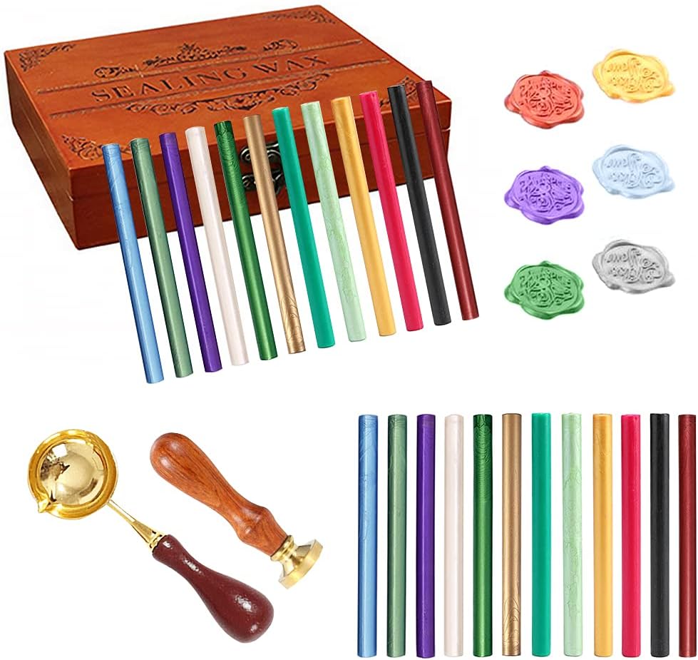 Wax Seal Sticks, Afobby 15 Pieces Glue Gun Sealing Wax Sticks for Wax Seal Stamp,Pine Green Wax Sealing Sticks for Wedding Invitations, Cards, Envelopes