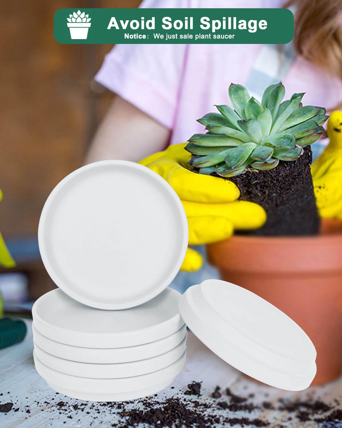 vensovo 6 Inch White Terracotta Plant Saucer Pots Tray - 6 Pcs Round Planter Saucers for Indoor & Outdoor Plants, Small Clay Trays Perfect for 5 Inch 5.5 Inch 6 Inch Flower Pot