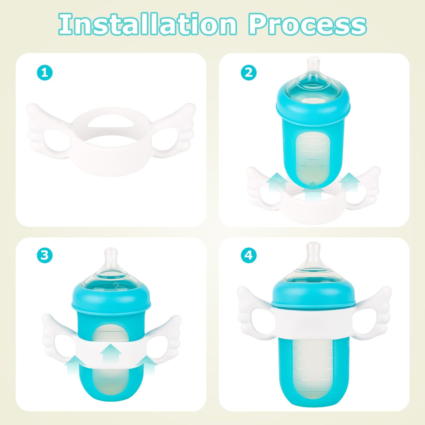 Baby Bottle Handles for Boon Nursh Reusable Silicone Pouch Baby Bottles, Easy Grip Silicone Bottle Holder for Self Feeding