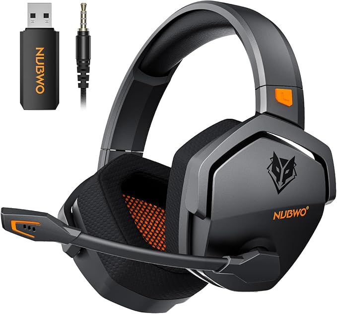 NUBWO Wireless Gaming Headset with Mic for Ps5 Ps4 PC, Zero Interference, 100-Hour Battery All-Day Play, 23ms Sync for Fo...