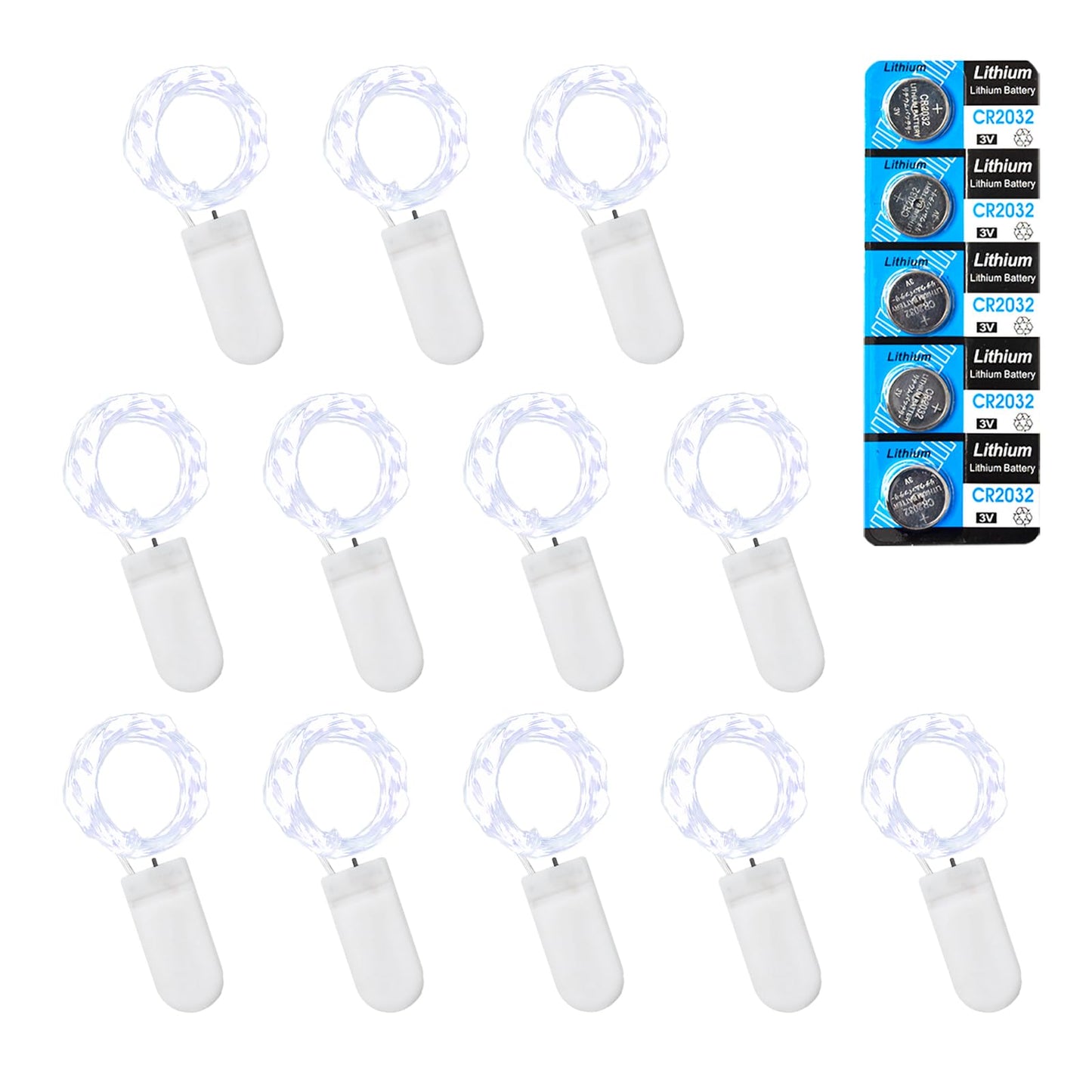 Etinga 12 Pack Fairy Lights Battery Operated String Lights  10 Led On 3.3Ft Silvery Copper Wire.For Flowers Gift Box Wedding Party Christmas Decoratio (12 Pack  Cool White)