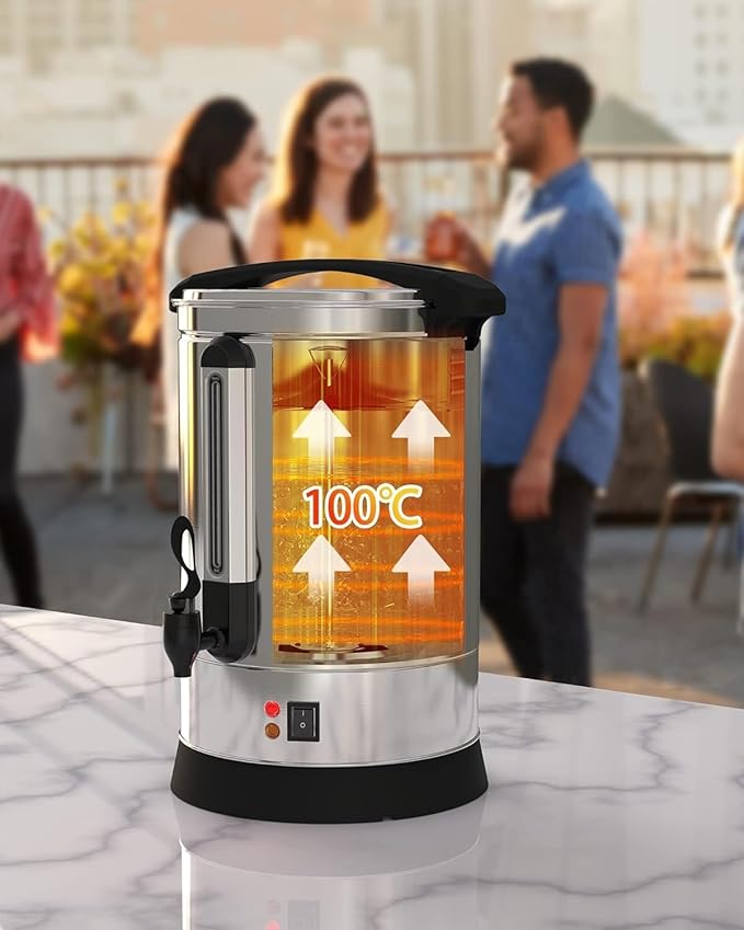 18L 4.8Gal Large Capacity Stainless Steel Electric Coffee Percolator,Hot Cafe Dispenser with Auto Keep-Warm and Fast Brew,for Party Buffet Catering