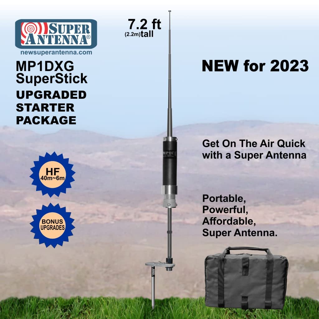 Super Antenna MP1DXG HF Portable Antenna with Ground Mount ham Radio Amateur Go Bag