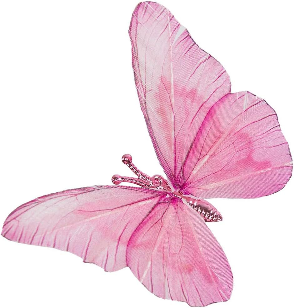 Cartanfill- Artificial Feather Simulation Butterfly Party Decoration Set, a Set of 12 Pieces with Clips, Used for Home Decoration in 12 Colors.… (T Clip)