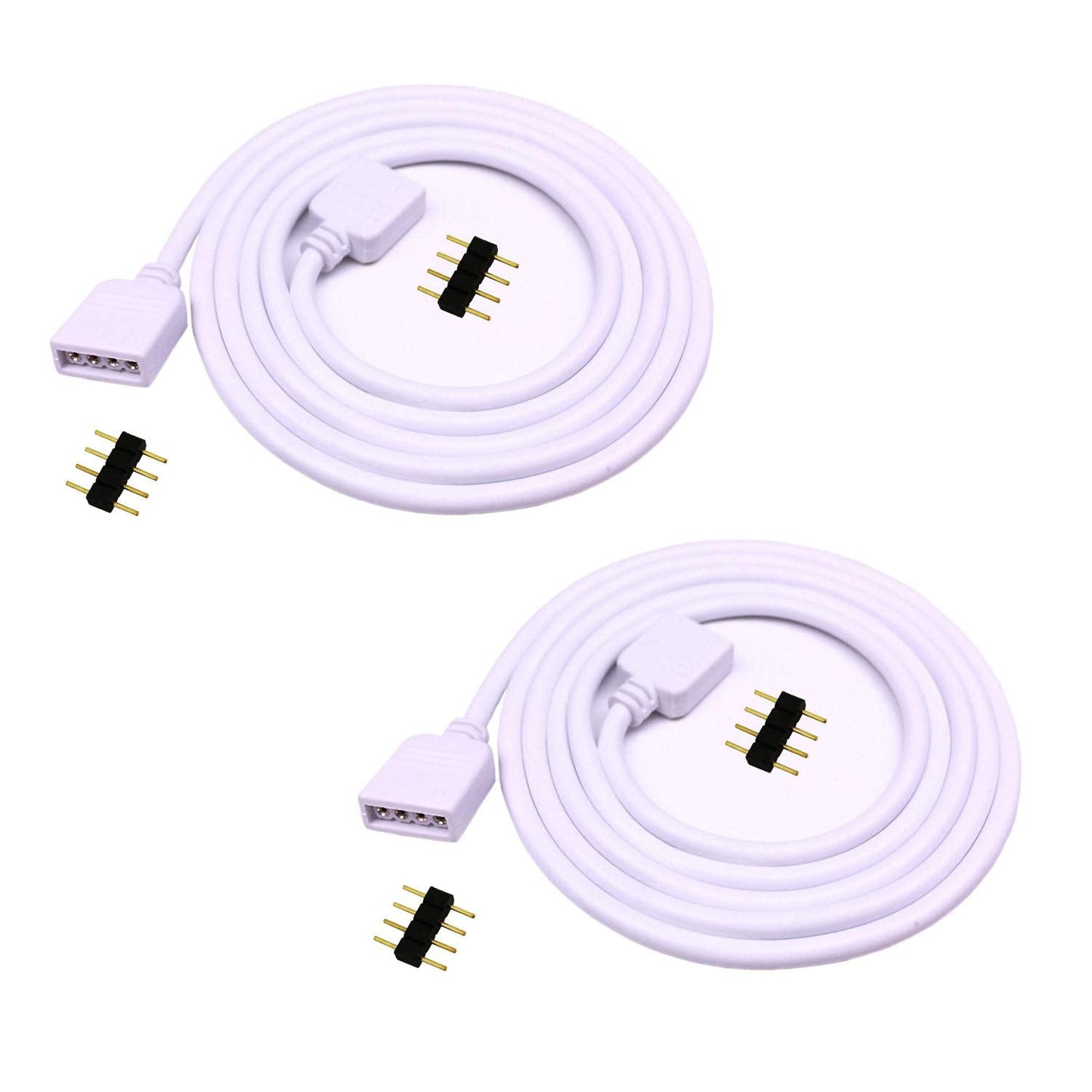 Litaelek 2Pcs 1M Rgb Led Extension Cable With 4Pin Connectors For Smd 5050 3528 2835 Led Strip Light - White