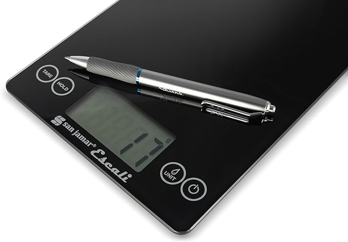 San Jamar Escali Glass Digital Food Scale, Black