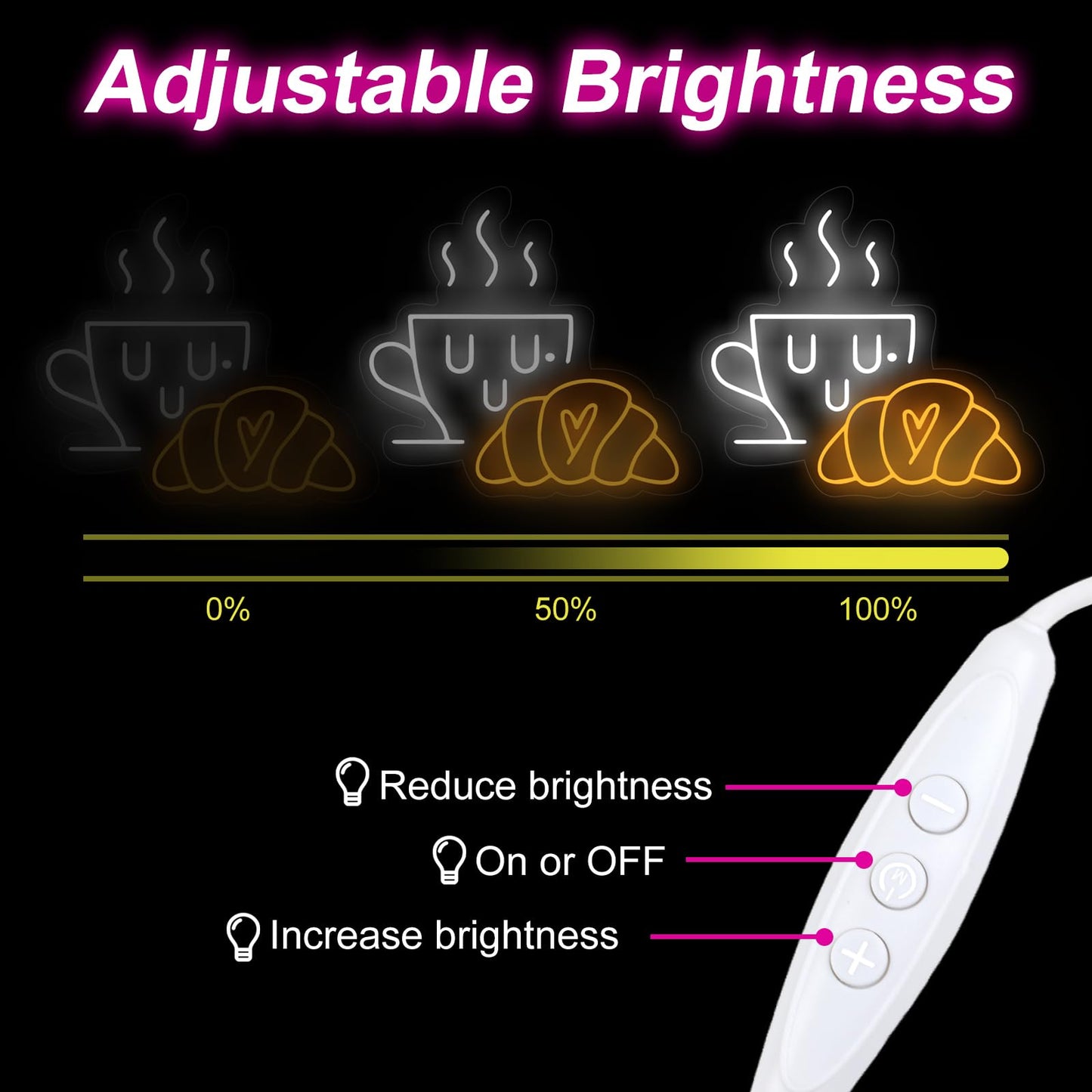 Coffee & Croissant Led Neon Sign  Custom Bakery Shop Bakery Decoration Neon Light Coffee Cup Home Bar Wall Decor Coffee Lover Gift For Family Party Bedroom Restaurant Bar Birthday