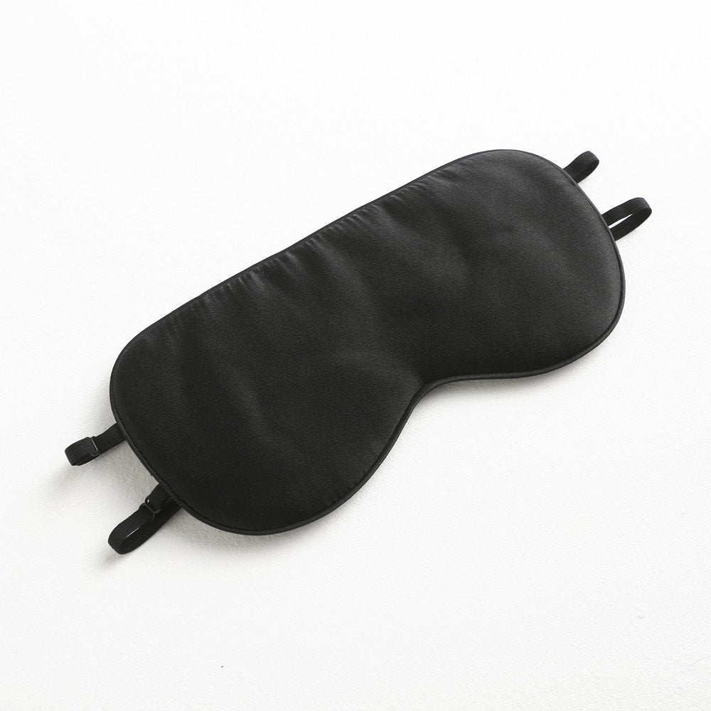 Tim & Tina 100% Natural Silk Sleep Mask Soft Comfortable Smooth Eye Mask with Adjustable Strap Blindfold for Women Men Black - Two Straps