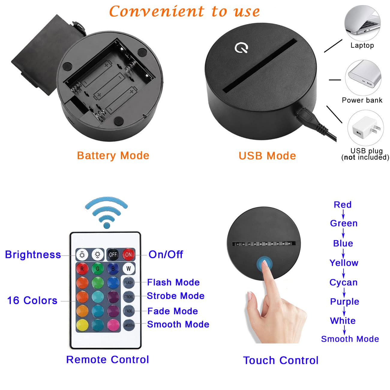 Comiwe 3D Illusion Cat Night Light, 16 Colors, Smart Touch & Remote Control, Acrylic Home Decor Lamp