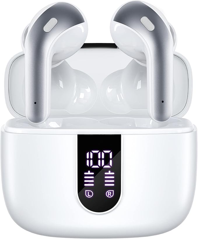 TAGRY Bluetooth Headphones True Wireless Earbuds 60H Playback LED Power Display Earphones with Wireless Charging Case IPX5...