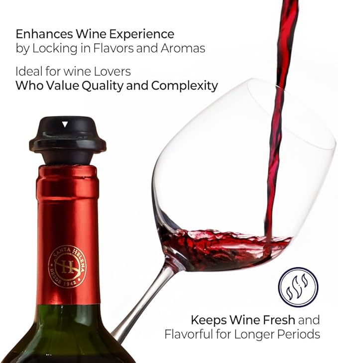 Vintorio Vacuum Wine Saver Pump with 4 Reusable Bottle Stoppers