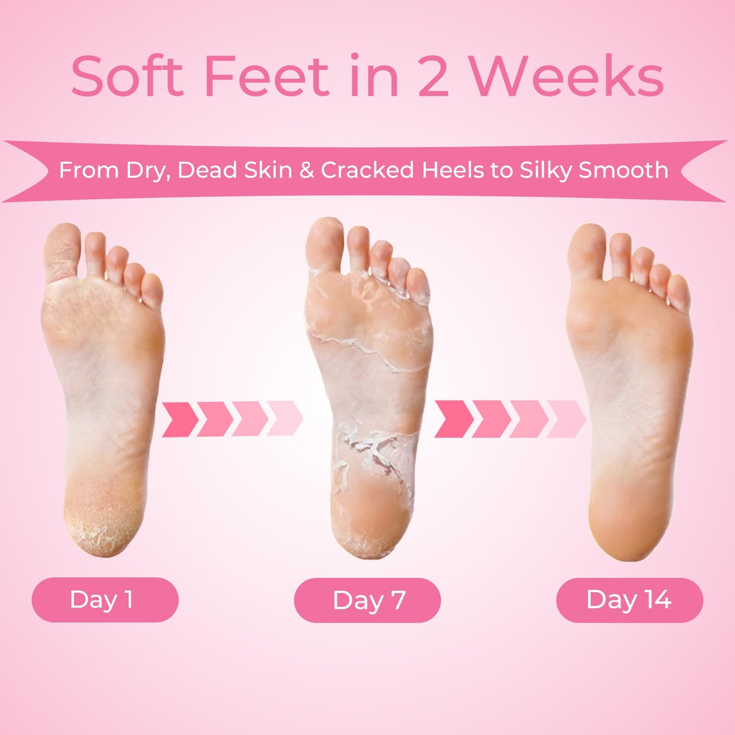 SAISZE Foot Peeling Mask, 4 Pairs, Lavender, Natural Exfoliating Foot Mask for Dry Cracked Feet, Dead Skin Callus Remover for Ba