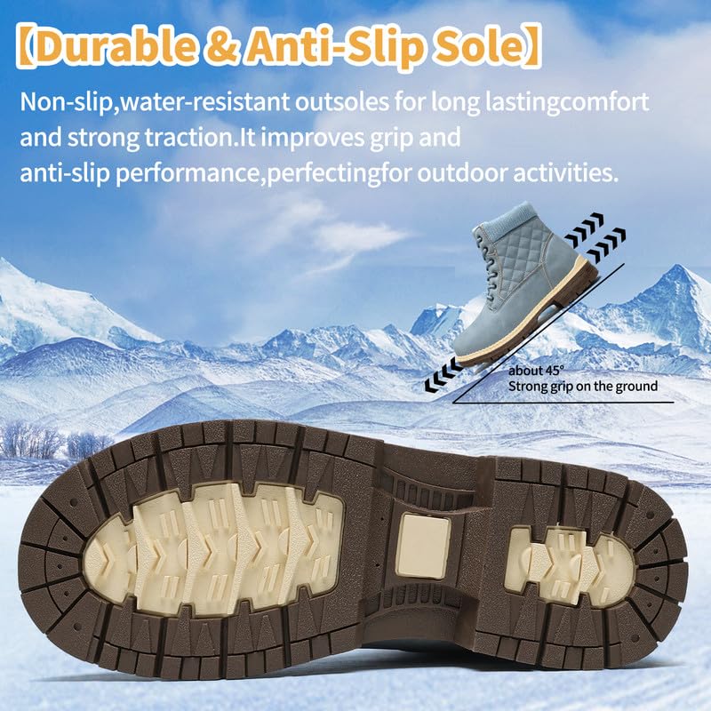 Winter Hiking Boots Women Waterproof Snow Ankle Booties Work Boots Warm Fur Lined Trekking Shoes Winter Lace up Booties fo...