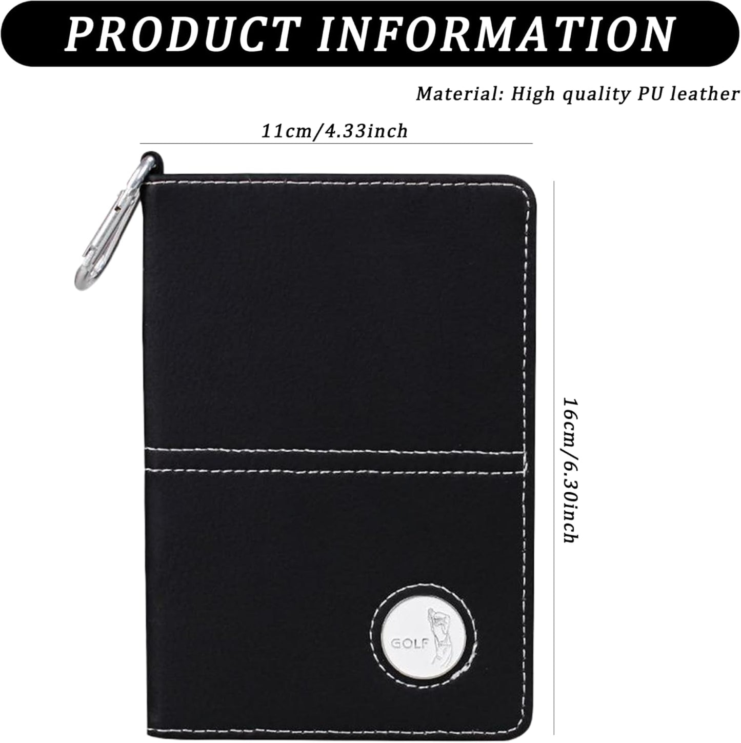 Golf Scorecard Book, Golf Scorecard Holder, PU Leather Scorecard Holder Cover Yardage Book Cover with Pencil & Golf Ball Marker Golf Score Counter Book for Men Women, Golf Yardage Book