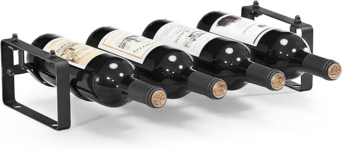 Stackable Wine Rack Countertop, 4 Bottles Wine Bottle Holder for Inside Cabinet, Small Tabletop Wine Holder Stand for Pantry Bar, 1-Tier Angle Adjustable Wine Bottle Rack for Tight Spaces