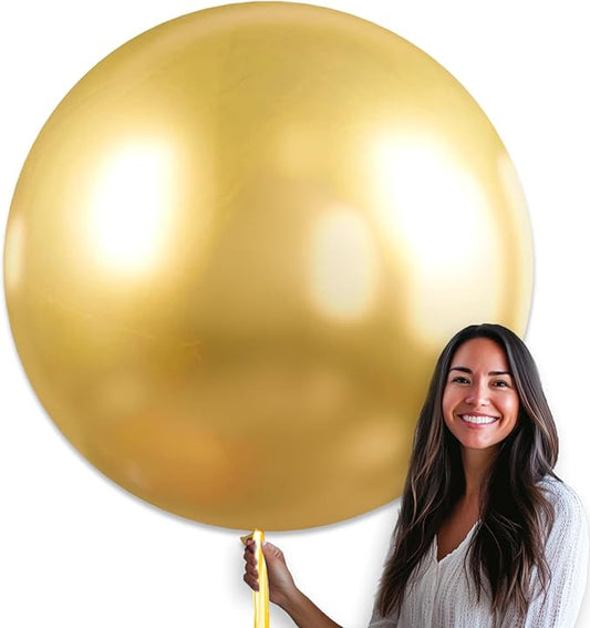 PartyWoo Metallic Gold Balloons 4pcs 36 Inch Extra Large Big Jumbo Giant Chrome Gold Latex Helium Balloons for Graduation ...