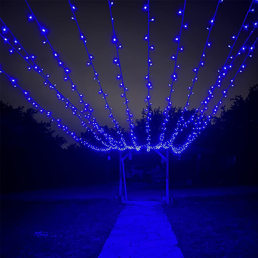 KNONEW LED String Lights - 403FT 1000 LEDs, Waterproof, 8 Modes & Timer, Blue, Model 68KN-168LIG-NIU, for Outdoor Christmas Decorations