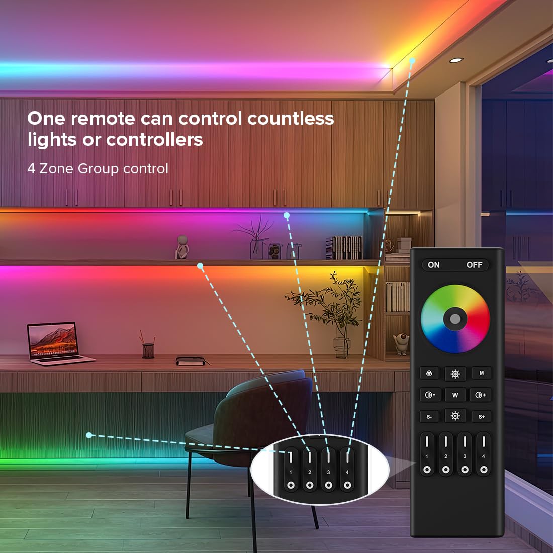 BTF-LIGHTING 2.4G WiFi DR03W RGB SPI Controller RC03RF RF Remote Tuya APP/Smart Life/Google Home/Alexa Control Support WS2812B WS2811 WS2813 WS2815 etc LED Strip STA Mode