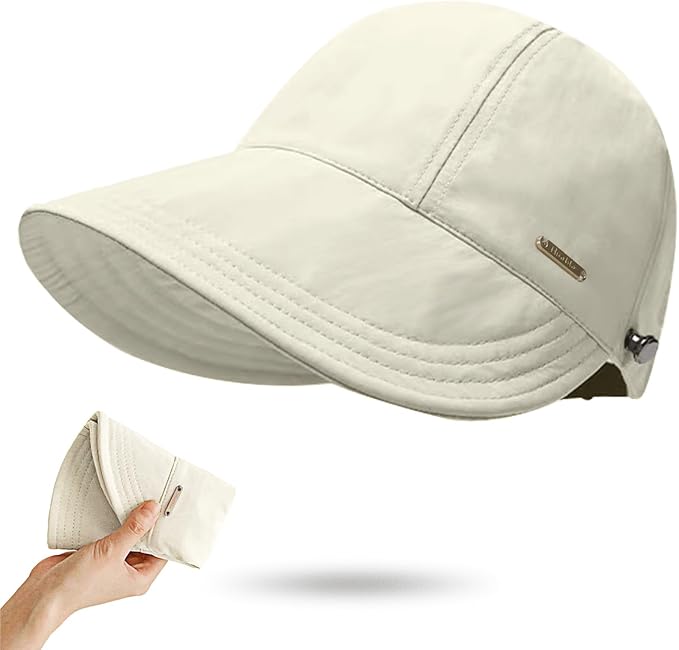 huablo]UPF 50+Womens Sun Hat UV Protection Hiking Fishing Hats Wide Brim Hat Adjustable Ponytail Packable Sun Cap