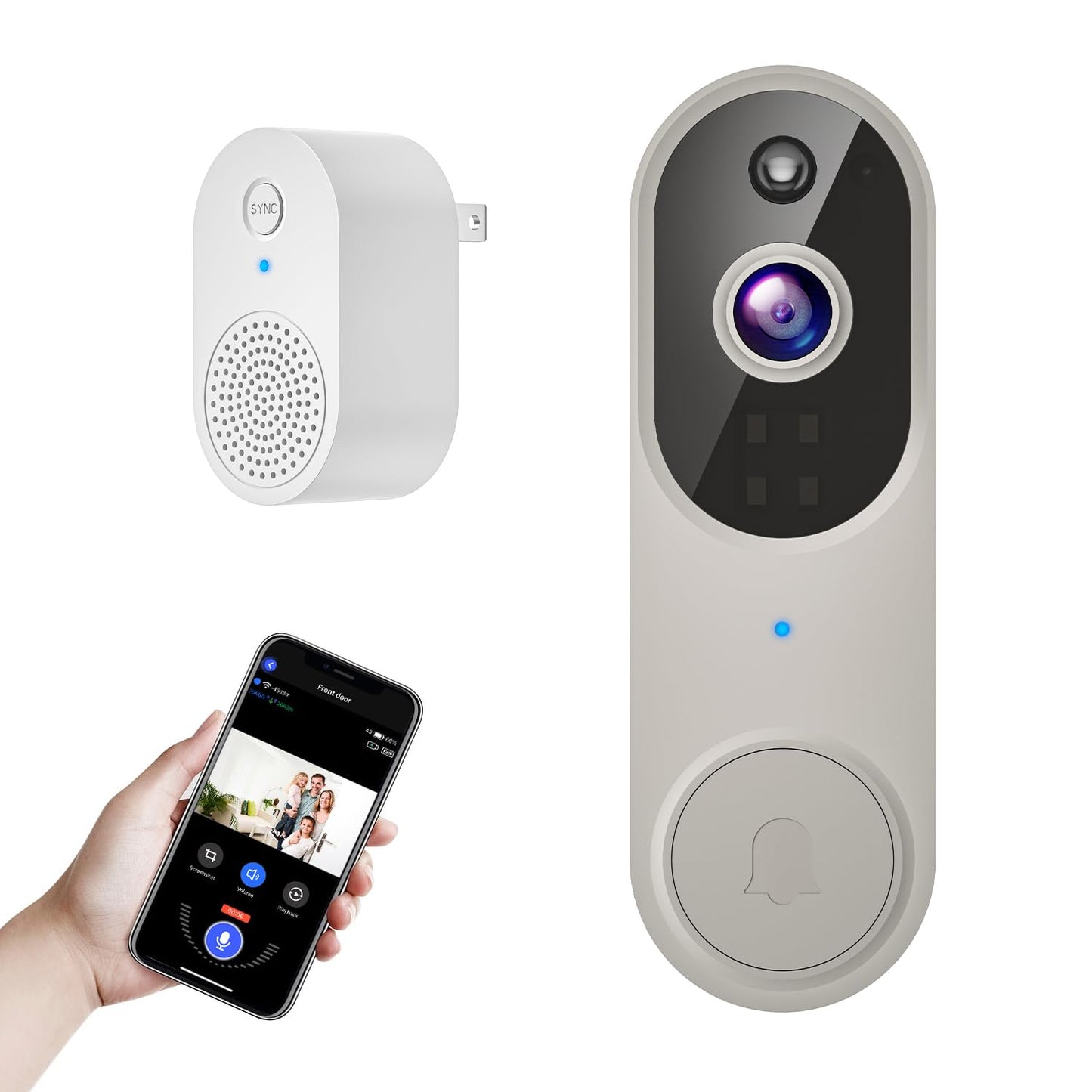 Wireless Wi-Fi Video Doorbell Camera With Two Way Audio, Ai Motion Detection, Night Vision And Cloud Storage, 2.4G Wi-Fi Only (L