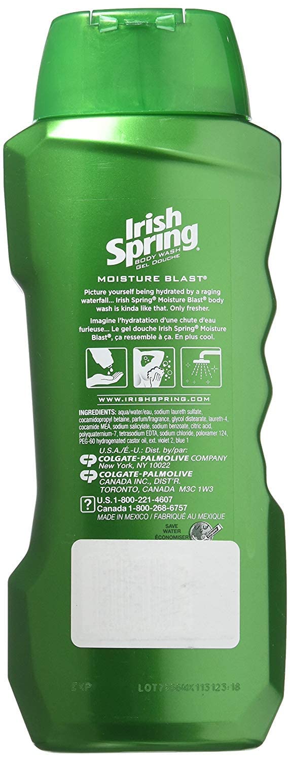 Irish Spring Body Wash, Moisture Blast 18 oz (Pack of 3)